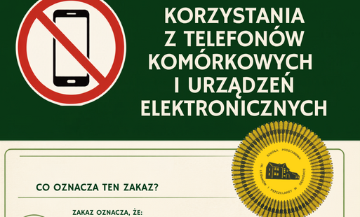 Plakat informacyjny dotyczący zakazu korzystania z telefonów komórkowych